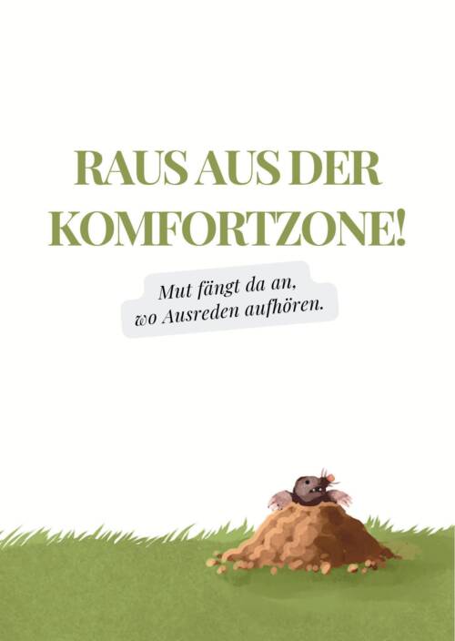 Postkarte Maulwurf – Raus aus der Komfortzone