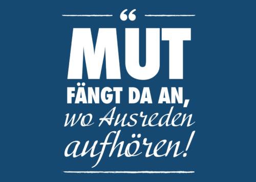 Postkarte Mut fängt da an ...