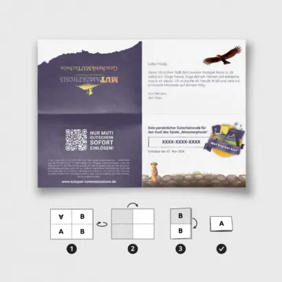 Mutamorphosis Gutschein Faltanleitung